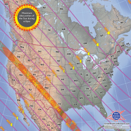 The 2023 annular eclipse path will stretch diagonally across the United States beginning at Oregon and passing in a diagonal southeast direction across parts of California, Nevada, Utah, Arizona, Colorado, New Mexico, and Texas.