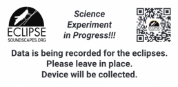 Science Experiment in Progress! Data is being recorded for the elipse. Please leave in place. Device will be collected.